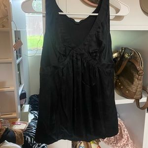 Cute Black V Neck Silkish Tank Top